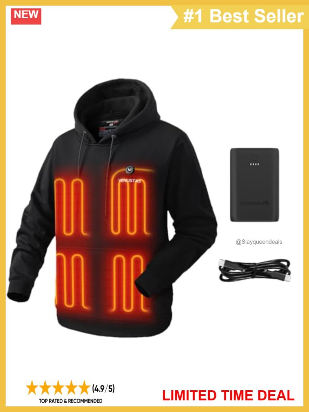 Unisex Heated Hoodie Pullover with Extra 7200mAh Battery Pack